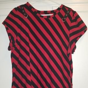 Punk Stripe Cap Sleeve Top Tee